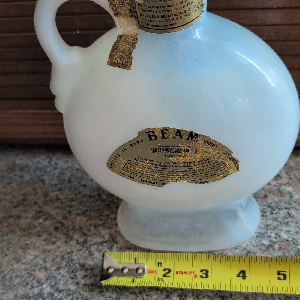 Vintage Jim Beam Decanter 1957 Opal Glass Mid century modern barware